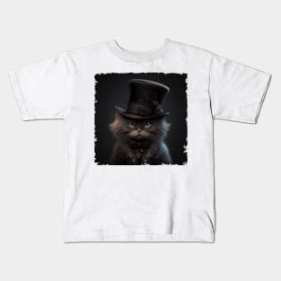 Cat with a top hat gift ideas Kids T-Shirt